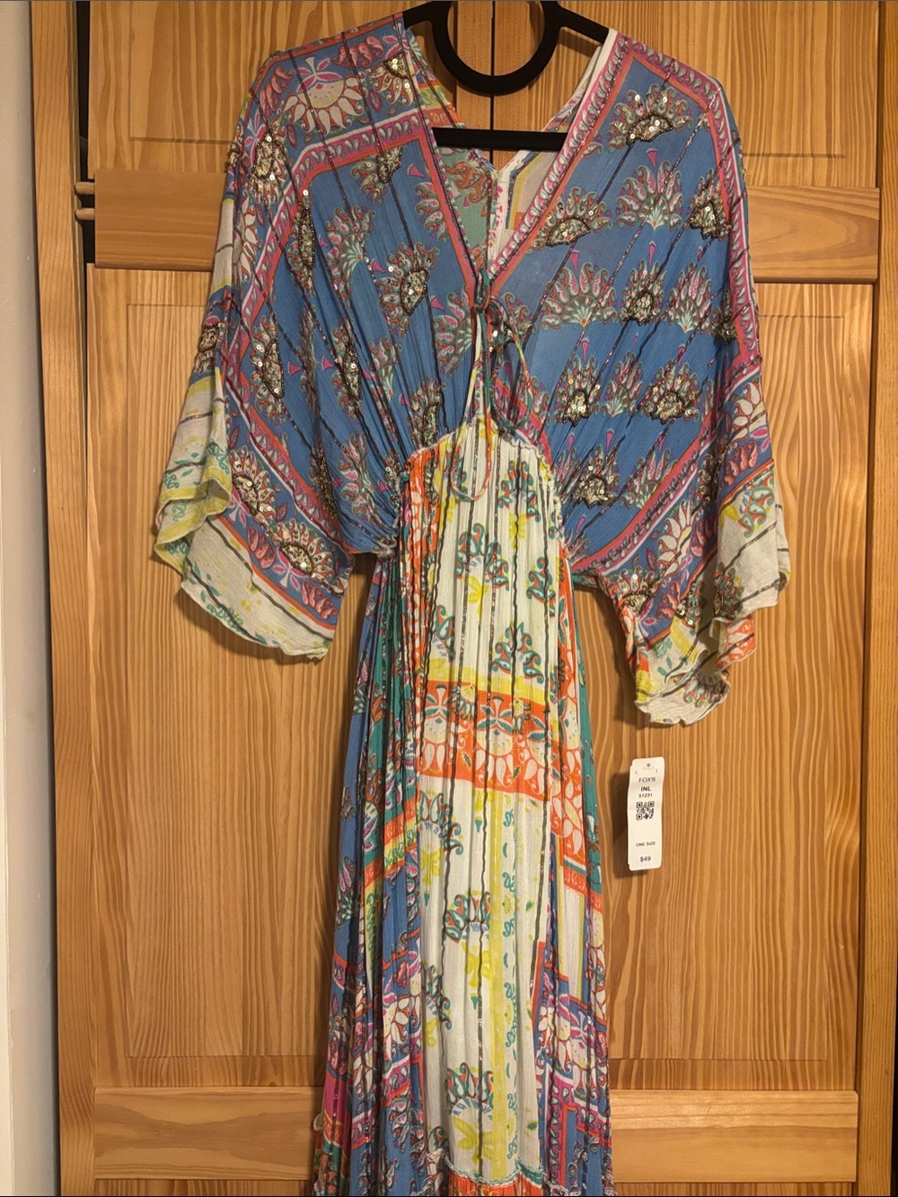 Zury Boho Blue Floral Maxi Dress with Mixed Print